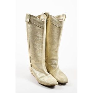New Loefler Randal gold glitter knee boots